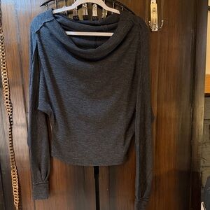 We The Free Charcoal Cowl Neck Sweater